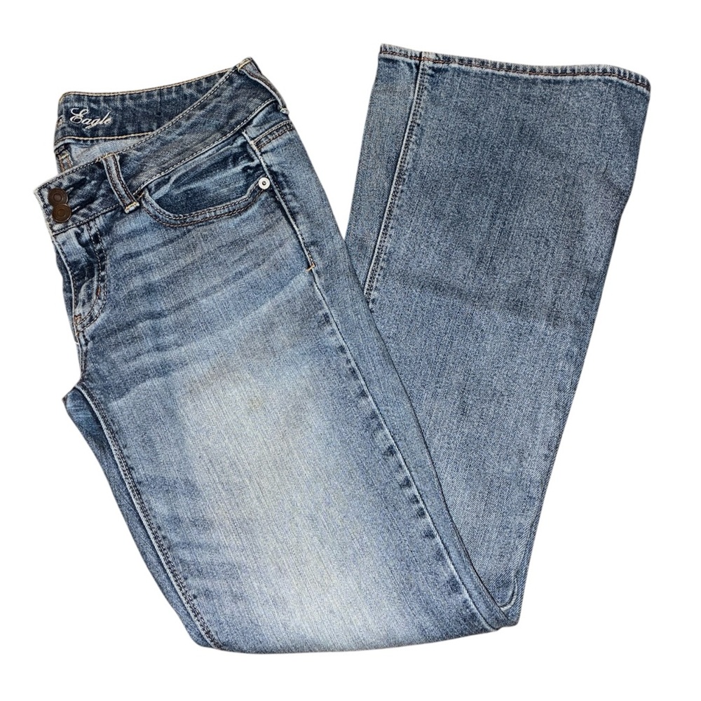 American Eagle Artist Stretch Medium Blue Denim Wash Jeans, Size 4 Short